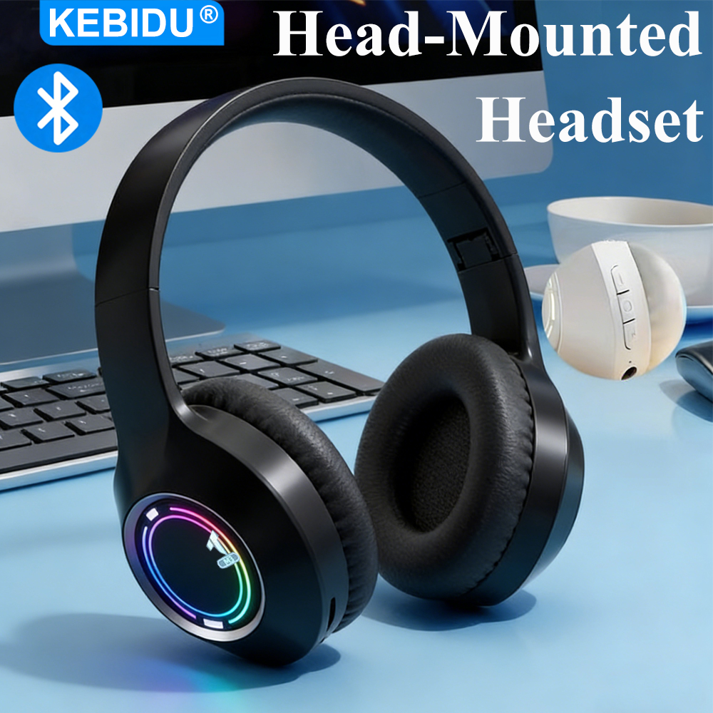 Gaming Headset Rgb - KEBIDU RGB Bluetooth Headset Foldable Gaming