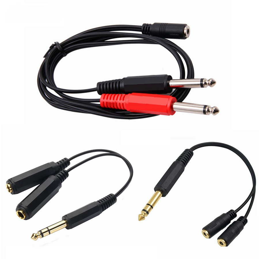Cable Extension 3.5 - 6.35 Mm Male To 2 6.35