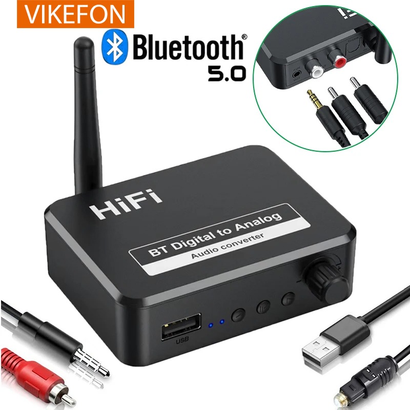 Bluetooth Adapter Receiver - VIKEFON Analog Audio DAC Converter Adapter