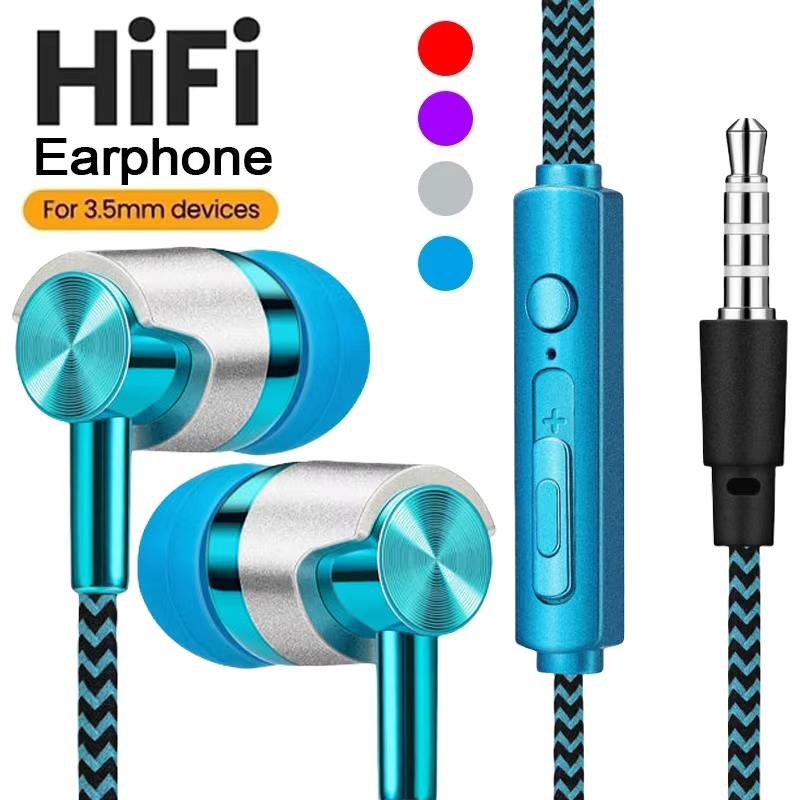 Wired Earphone Mic - 3.5mm Headphone Sport Wired Earphones HIFI