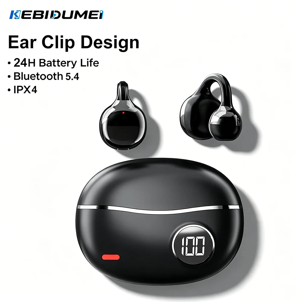 Bluetooth Headset On Ear - KEBIDUMEI Ear Clip Headphones Open Ear
