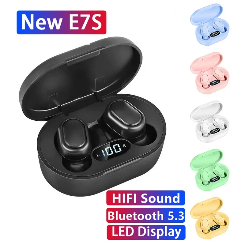 Bluetooth Headset On Ear - E7S TWS Wireless Headphones Bluetooth Earphone
