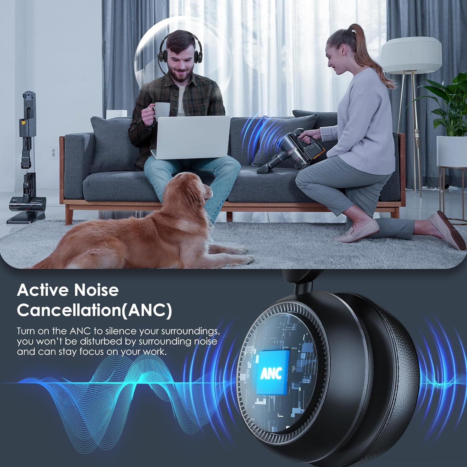Bluetooth 5.4 ANC Headset with - Noise Cancelling Headphone reseña y precio