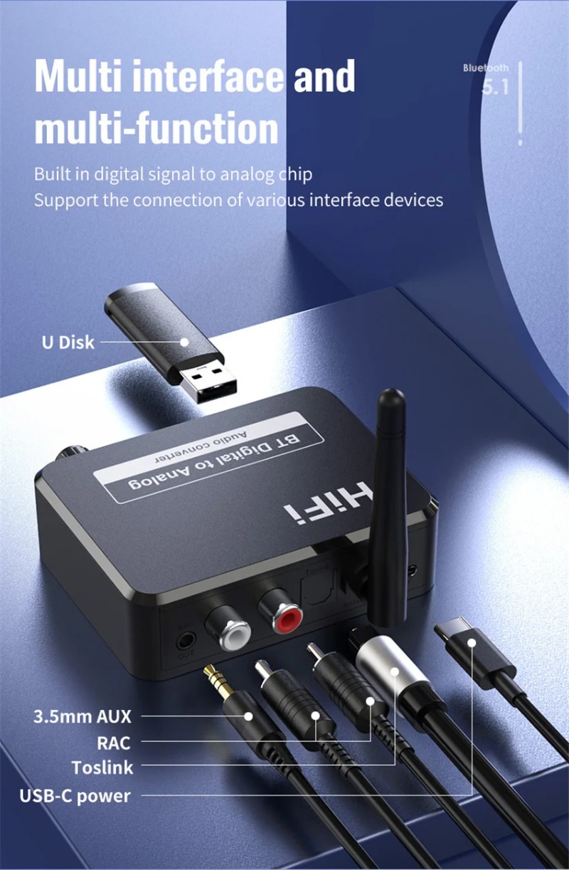 VIKEFON Analog Audio DAC Conve - Bluetooth Adapter Receiver reseña y precio