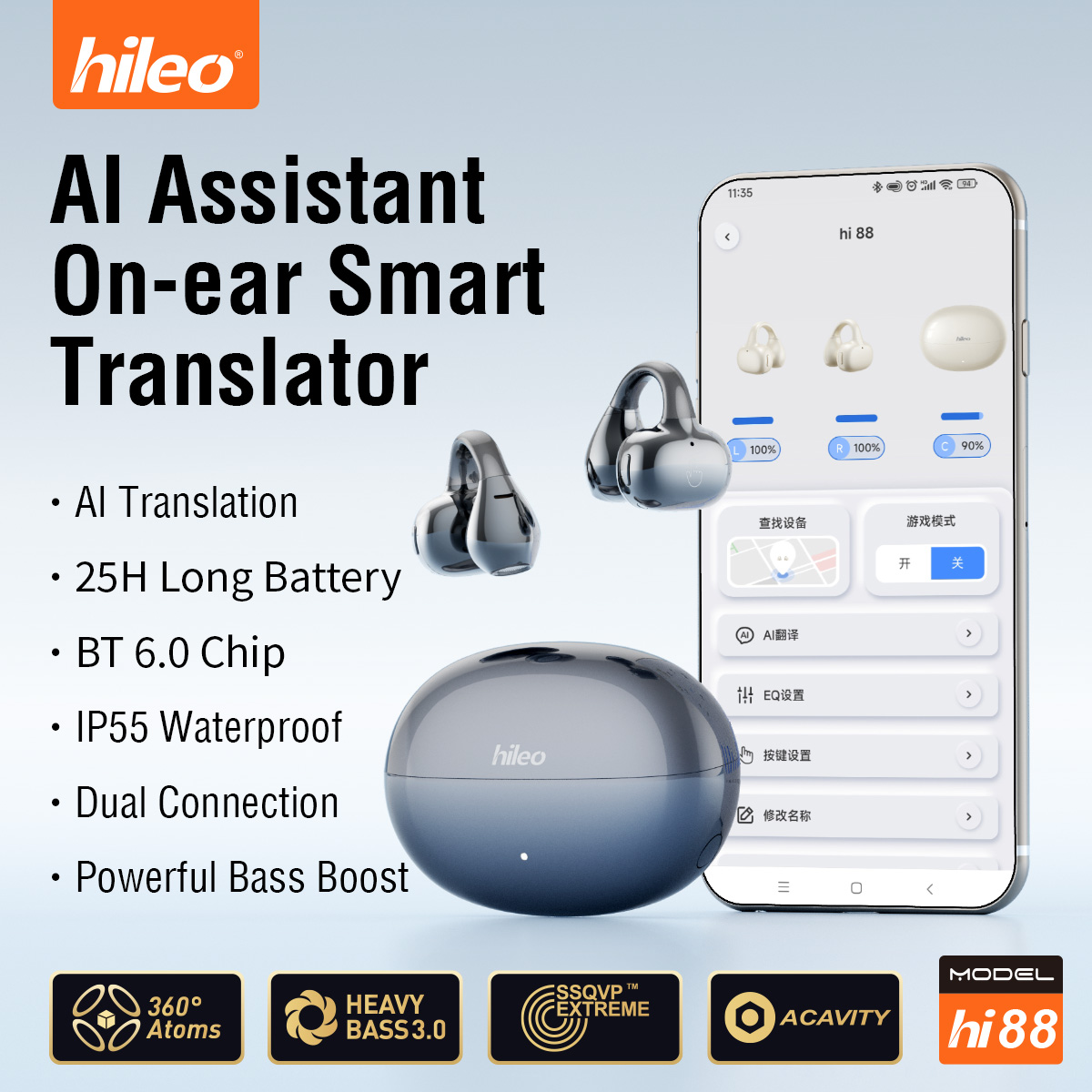 Hi88 AI Assistant ON-EAR Smart - Bluetooth Headset On Ear reseña y precio