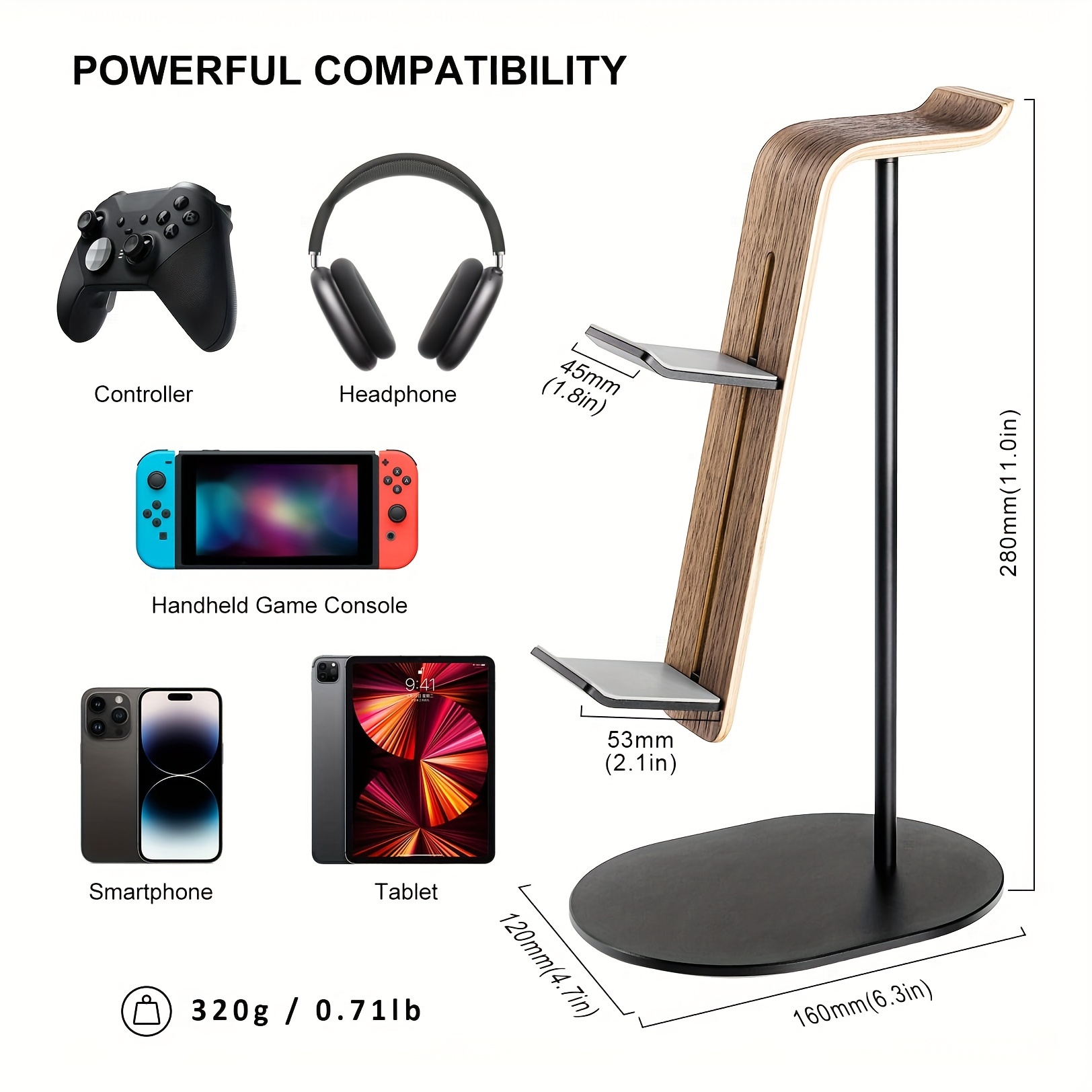 Wooden Controller & Headset Ho - Headphone Stand Desk reseña y precio